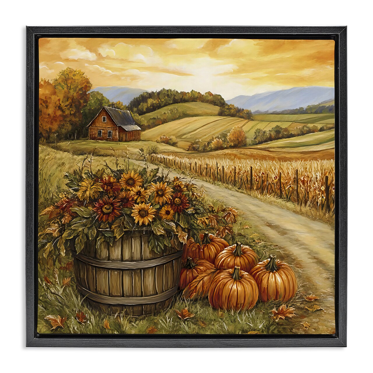 Stupell Industries Pumpkin Farm & Sunflowers Floating Frame, design by Creative Studio